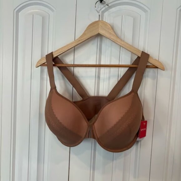 Spanx Tan Bra-Llelujah Ilusion Lace Full Coverage Bra Size 40 D - Picture 1 of 7